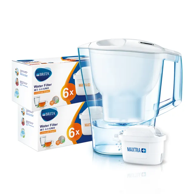 【BRITA】官方直營 12入去水垢濾芯贈Aluna XL濾水壺(共1壺13芯)