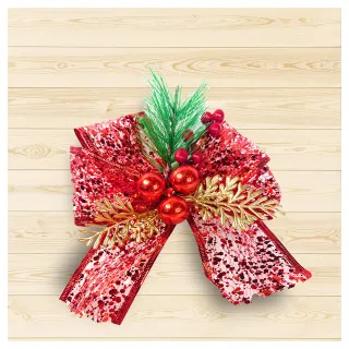 【摩達客】12cm聖誕派對裝飾紅色蝴蝶結四入組(禮物包裝適用)