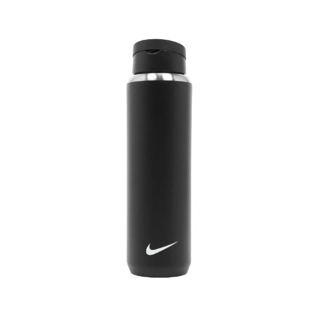 NIKE 耐吉 水壺 Straw Bottle 24oz 黑 白 不鏽鋼 可拆吸管 保冷 耐刮 運動水壺(N100163209-124)