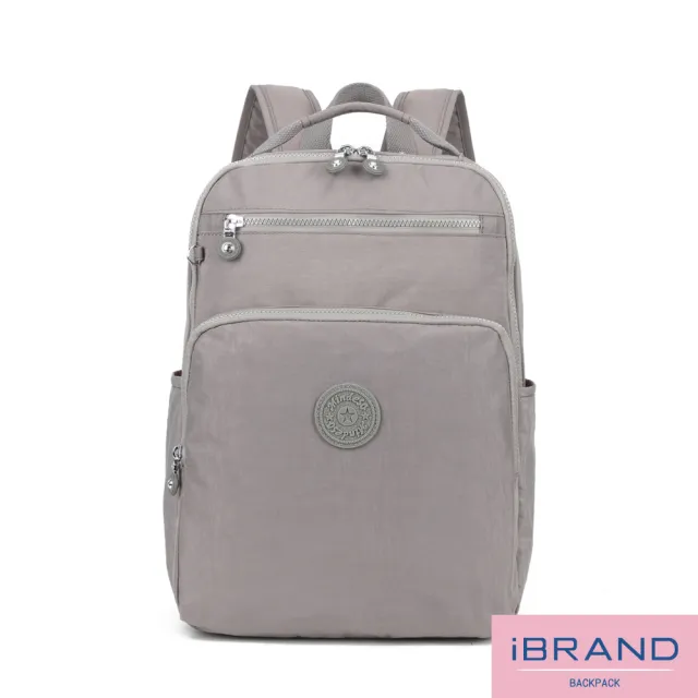 【iBrand】雙11 輕盈防潑水素色雙拉鍊尼龍後背包-大(防水包 多色任選)