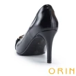 【ORIN】質感造型飾釦真皮尖頭高跟鞋(黑色)