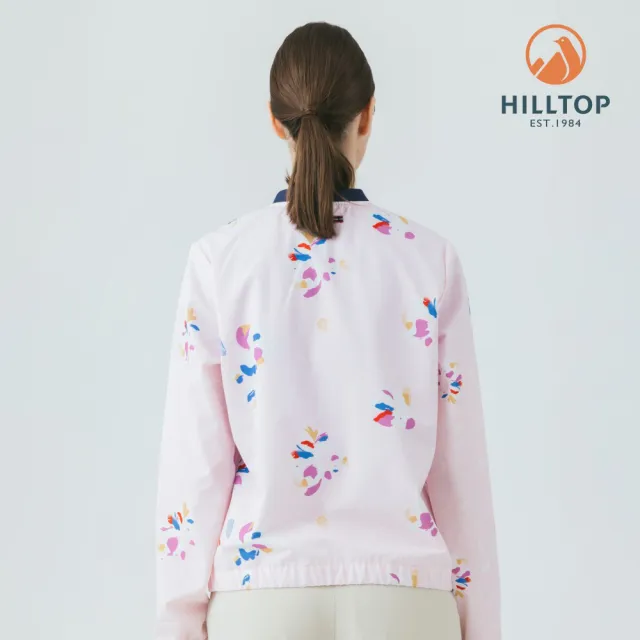 【Hilltop 山頂鳥】施華洛世奇水鑽超潑水抗UV輕量印花夾克彈性外套 女款 粉｜PS02XFG0ECFZ