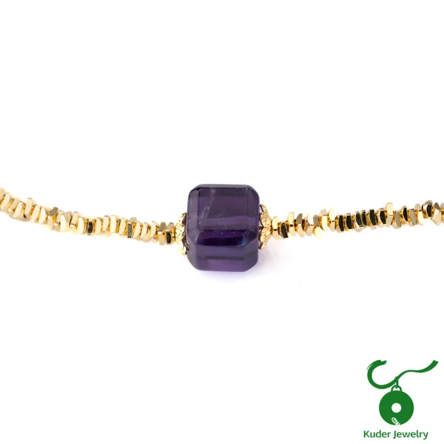【K.D.J 圓融珠寶】天然紫水晶 正方刻面造型項鍊