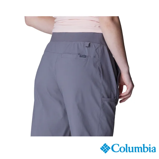 【Columbia 哥倫比亞 官方旗艦】女款-Leslie Falls™超防曬UPF50防潑束口長褲-深灰色(UAR92620DY/IS)