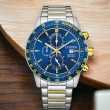 【CITIZEN 星辰】限量 賽車三眼計時手錶 男錶 藍色 母親節 禮物44mm(AN3684-59L)