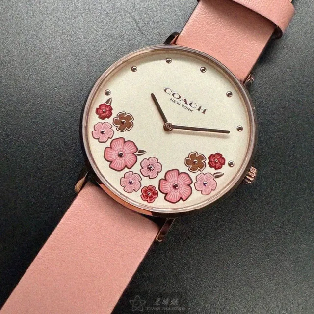 【COACH】雙11COACH蔻馳女錶型號CH00204(白色錶面玫瑰金錶殼粉紅真皮皮革錶帶款)