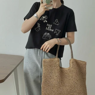 【UniStyle】韓版短袖T恤 可愛手繪風上衣 女 UP1660(黑)