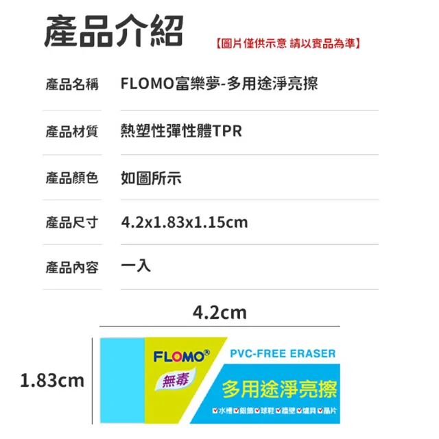 【FLOMO 富樂夢】FLOMO 富樂夢-多用途淨亮擦(FLOMO多用途淨亮擦/無毒橡皮擦/去污神器/白鞋神器)