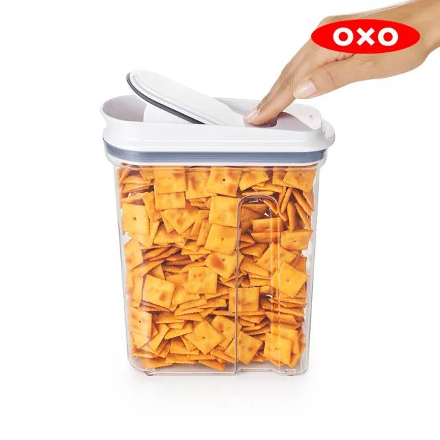 【OXO】POP按壓保鮮盒好倒好收納三件組(長方0.6L*2+好好倒1.5L*1)