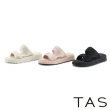 【TAS】閃耀燙鑽絨布厚底拖鞋(米色)