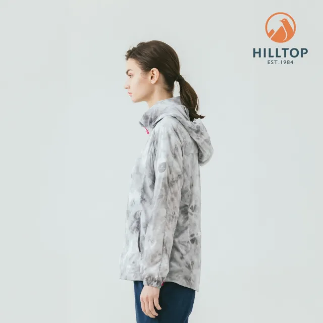 【Hilltop 山頂鳥】超潑水抗UV超輕量印花彈性外套 可收納 女款 灰｜PS02XFG1ECKZ