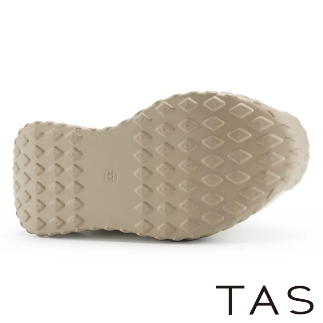 【TAS】星星撞色真皮綁帶厚底休閒鞋(米+可可)