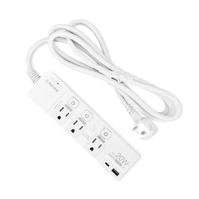 【TATUNG 大同】4開3插 2USB 電源延長線(6尺延長線)