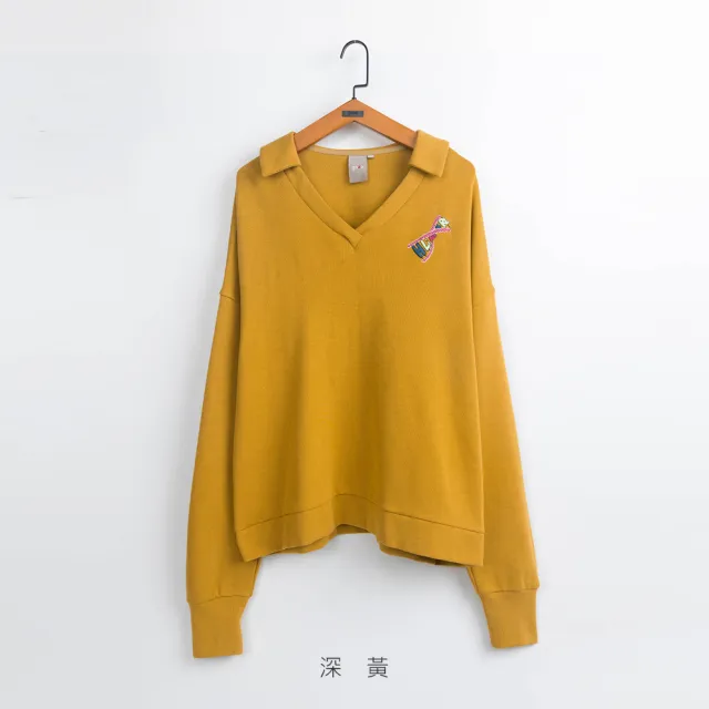 【gozo】發泡DNA軟糖襯衫領寬鬆衛衣(深黃)