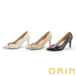 【ORIN】質感造型飾釦真皮尖頭高跟鞋(白色)