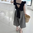 【MANI 瑪尼】女童夏季套裝無袖上衣格子九分褲(女童夏季外出套裝)