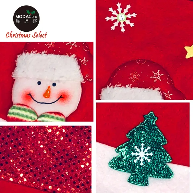 【摩達客】耶誕-紅亮片雪人聖誕襪(聖誕襪)