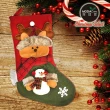【摩達客】耶誕-紅綠系麋鹿抱雪人聖誕襪(聖誕襪)