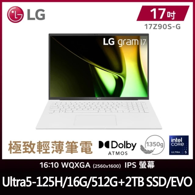 【LG 樂金】特仕版 17吋輕薄AI筆電(17Z90S-G.AA54C2/Ultra5-125H/16G/512G+2TB SSD/EVO/Win11)