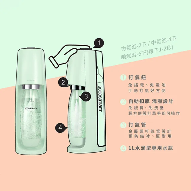 【Sodastream】時尚風自動扣瓶氣泡水機Spirit