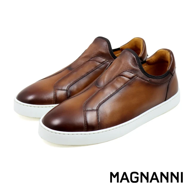 MAGNANNI 西班牙素面雅致刷色牛津鞋 棕色(23806