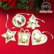 【摩達客】木質彩繪圖案風格聖誕吊飾(五入組)