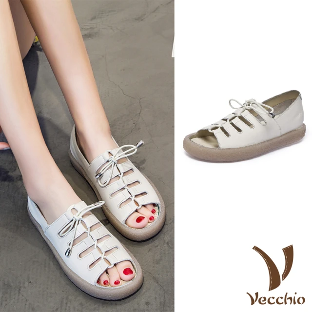 Vecchio 真皮休閒鞋 交叉休閒鞋/真皮頭層牛皮復古交叉 Vecchio 真皮休閒鞋 交叉休閒鞋/真皮頭層牛皮復古交叉繫帶百搭透氣休閒鞋(米)