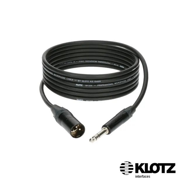 【KLOTZ】M1 專業麥克風線 黑 XLR公 - 6.3mm公 Neutrik 5米(公司貨)