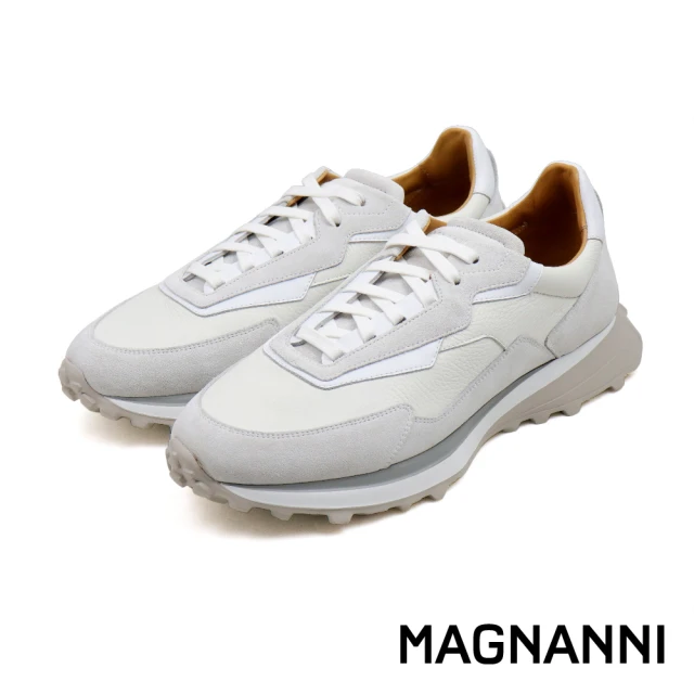 【MAGNANNI】EXTRALIGHT輕量真皮拼接休閒鞋 白色(25314-WH)