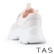 【TAS】雙材質拼接方鑽老爹厚底休閒鞋(粉紅)