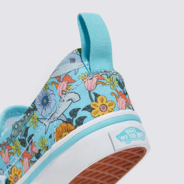 【VANS 官方旗艦】Slip-On V 小童款淺藍色海洋花朵圖案滑板鞋/休閒鞋