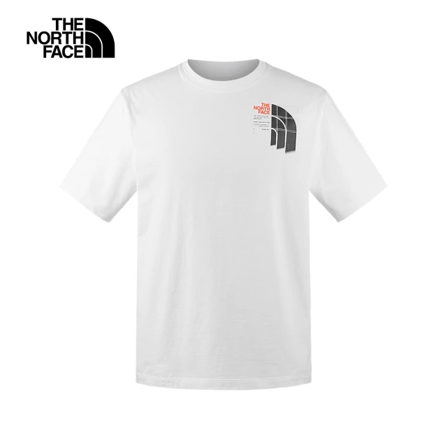 The North Face 官方旗艦 北面男女款白色純棉概念設計LOGO短袖T恤｜8CSPFN4(上衣/LOGO)