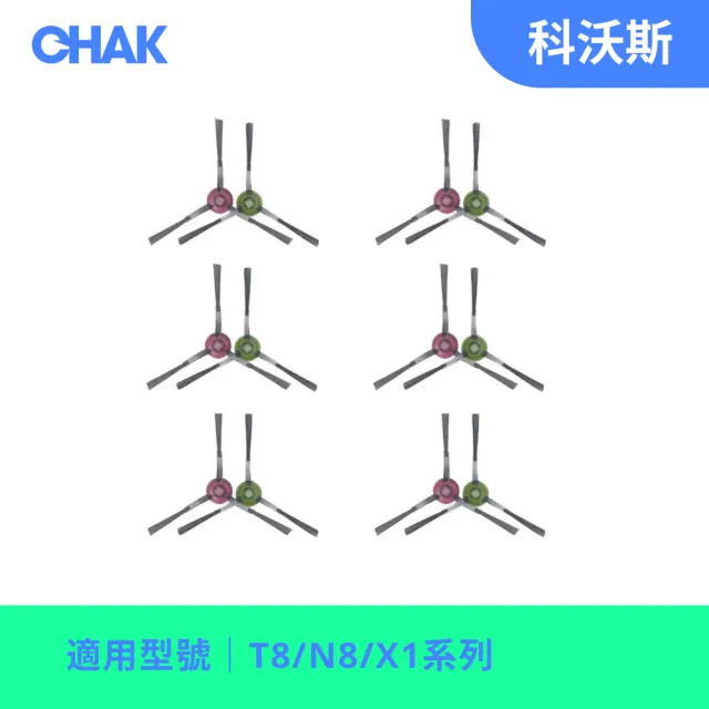 【CHAK恰可】ECOVACS科沃斯 T8/N8/X1系列 副廠配件耗材超值組(邊刷6對)