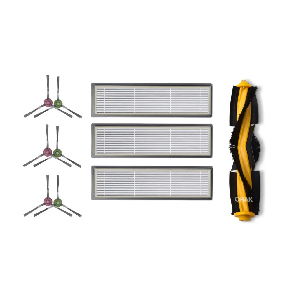 【CHAK恰可】ECOVACS 科沃斯 920/950/N7/N8/T5/T8/T9系列 副廠配件耗材超值組(主刷x1 邊刷x3 濾網x3)