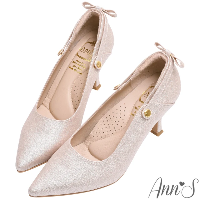 【Ann’S】美貌與實力-可三穿小蝴蝶結尖頭細跟鞋8.5cm(金)