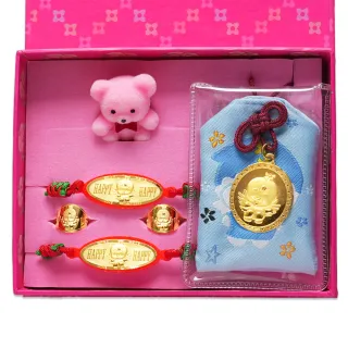 【童樂繪金飾】娃娃天使 黃金御守 平安健康禮盒5件組 重0.2錢(彌月金飾 彌月禮)