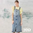 【IGD 英格麗】網路獨賣款-圓弧裙擺吊帶牛仔裙(藍色)