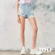 【IGD 英格麗】網路獨賣款-個性刷破牛仔短褲(藍色)