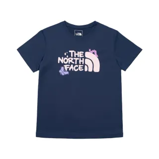 【The North Face】北面女款藍色吸濕排汗防曬昆蟲趣味印花短袖T恤｜88H28K2