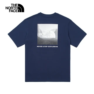 【The North Face 官方旗艦】【Man 首推款】北面男款藍色純棉山脈風印花寬鬆短袖T恤｜88GA8K2