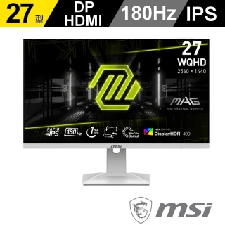 【MSI 微星】MAG 274QRFW 27型 IPS WQHD 180Hz 電競螢幕(1ms/HDR400/FreeSync)