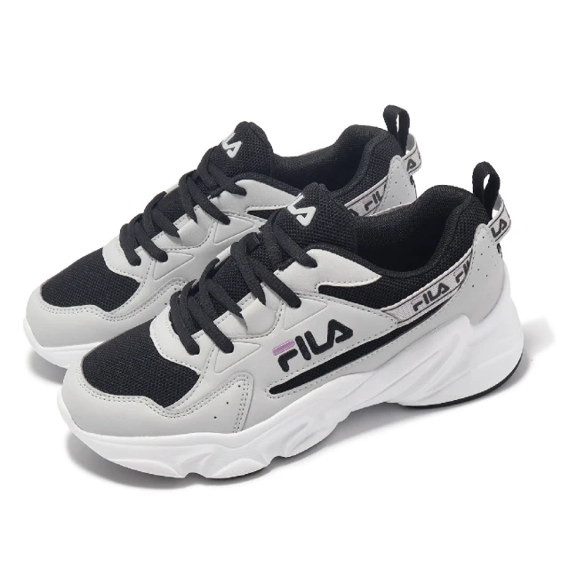 FILA 休閒鞋 Hidden Tape 7 女鞋 灰 黑 皮革 緩衝 厚底 老爹鞋 斐樂(5J944X400)