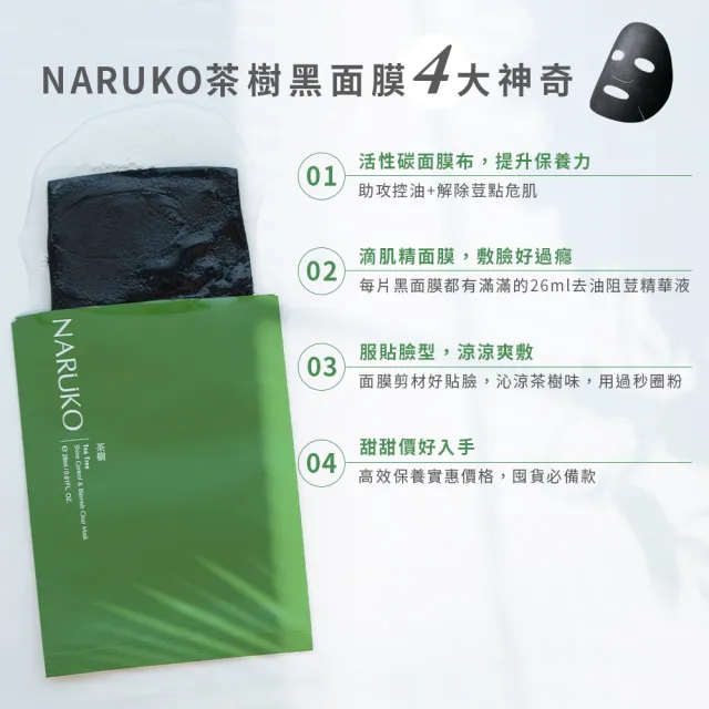 【NARUKO 牛爾】茶樹神奇痘痘黑面膜8片(盒裝)