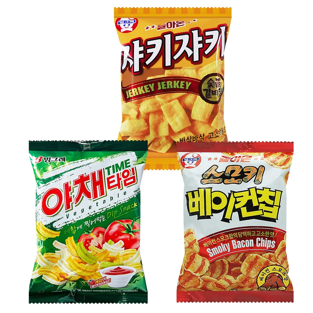 即期品【韓味不二】韓國Binggrae風味餅乾70g/包 煙燻培根/烤肉風味/蔬菜(有效期限:2024.8.15)