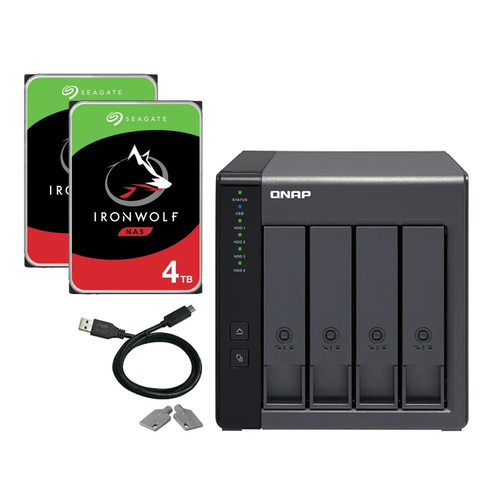 【QNAP 威聯通】搭希捷 4TB x2 ★ TR-004 4Bay RAID 磁碟陣列外接盒