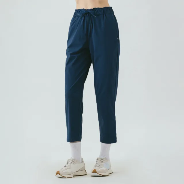 【Hilltop 山頂鳥】Polygiene抗菌施華洛世奇水鑽撞釘超潑水抗UV彈性長褲 女款 藍｜PS07XFN3ECE0