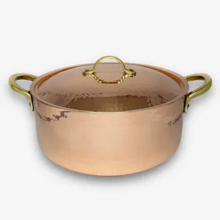 【SOLO 歐洲家居】土耳其全銅 24CM 手工有蓋銅鍋