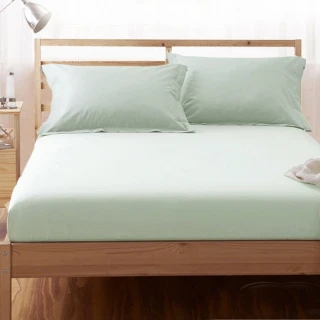 【LUST】素色簡約 果綠 100%純棉、單人加大3.5尺精梳棉床包/歐式枕套《不含被套》(台灣製造)