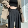 【MsMore】西裝褲新款垂感直筒闊腿長褲#121021(黑/卡其/杏)