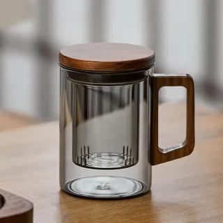 【FUGUANG 富光】析木茶水分離泡茶杯400ml(泡茶杯 辦公杯 玻璃杯 咖啡杯 水杯)